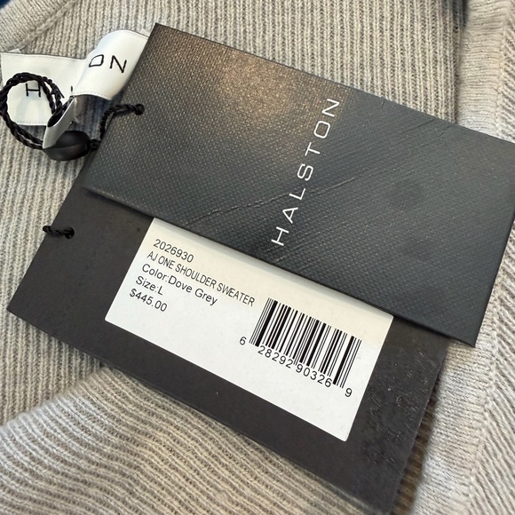 NWT Halston Heritage One Shoulder Dove Grey Sweater - Picture 4 of 4
